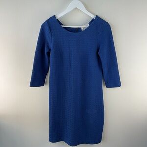 Ganni Royal Blue Textured 3/4 Sleeve Dress Size XS